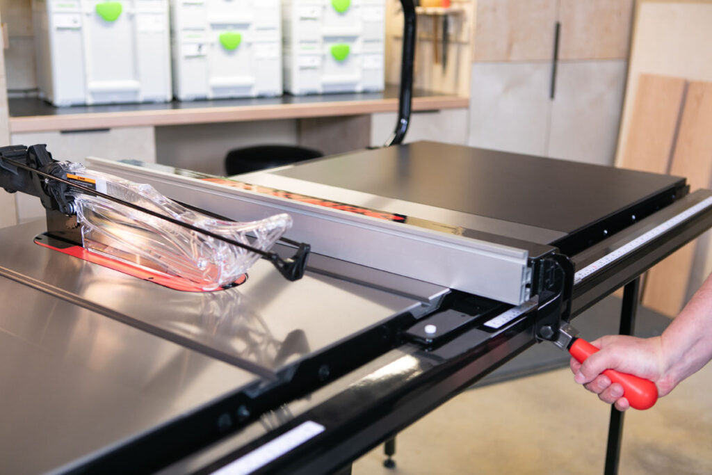 SawStop T-Glide Advance rip fence on a Professional Cabinet Saw