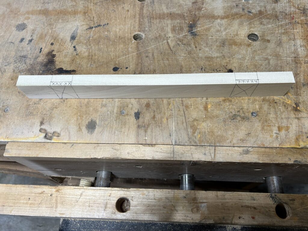 dadoes laid out on test blank