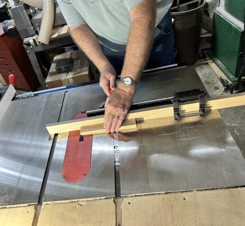 Cutting the tenon on the handle blank