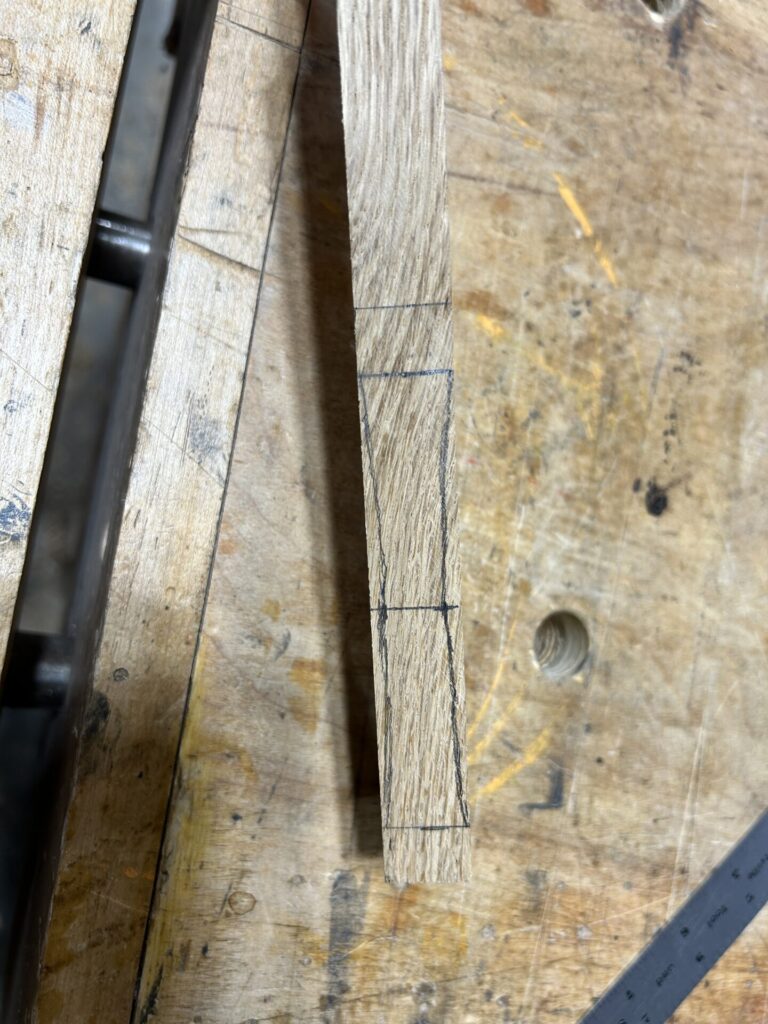 Layout lines for relief cuts on the handle