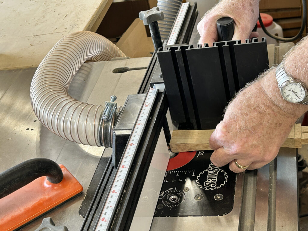 Rounding over the edges of the mallet handle at the router table